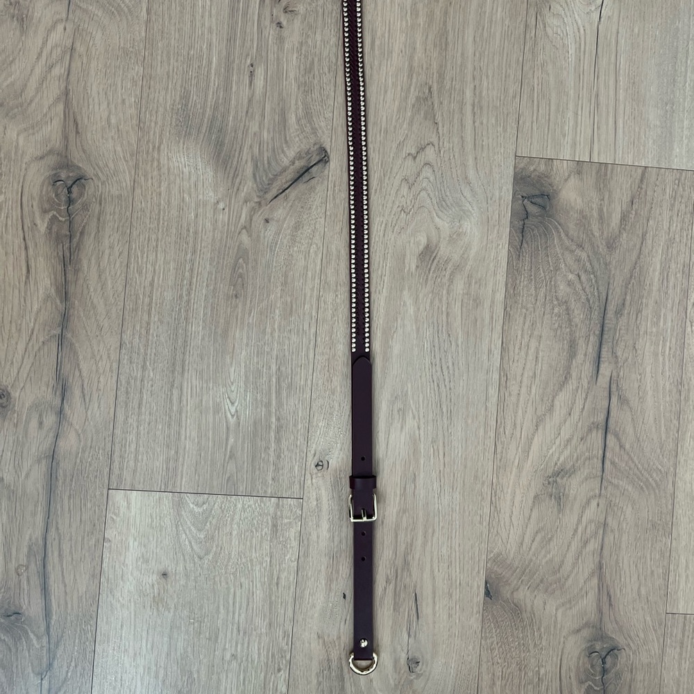 Rebecca Minkoff burgundy belt with gold details